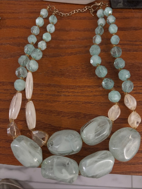 Jewelry - Elegant Mint Green and Pearl Bead Statement Necklace